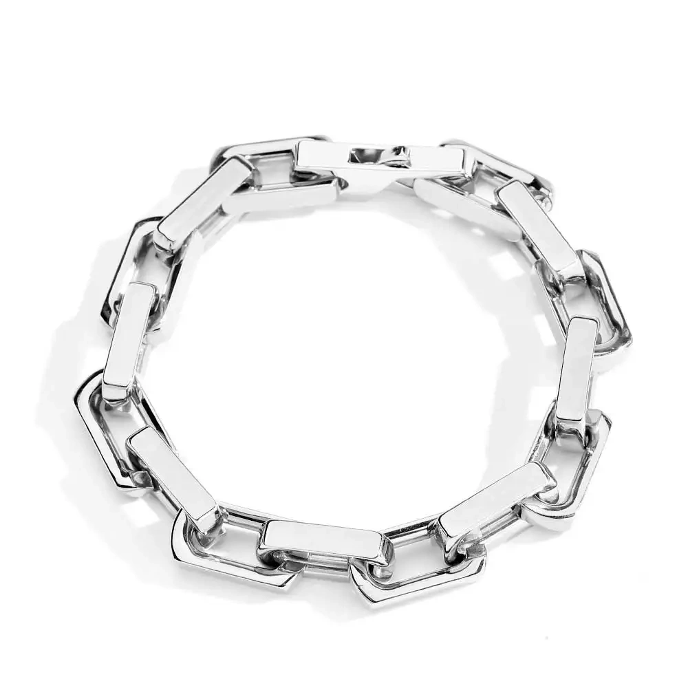 Popular Fashion Men's Stainless Steel Electroplated Jewelry Bracelet Custom Cool Square Cuban Chain Splicing Dazzling Bracelet