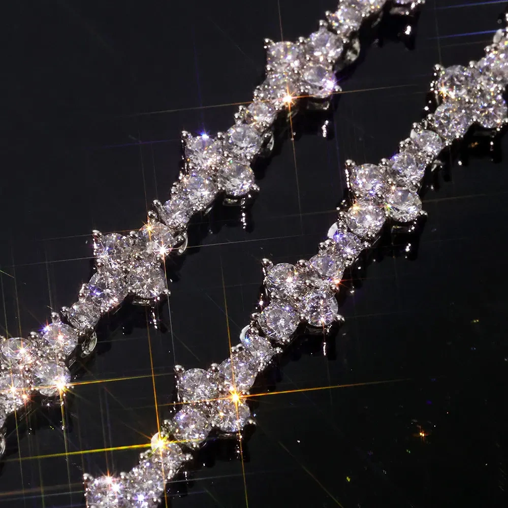 Light Luxury Hip Hop Cubic Zirconia Cross Tennis Bracelet for Man Women High Quality Sun Star Tennis Bracelets  Jewelry