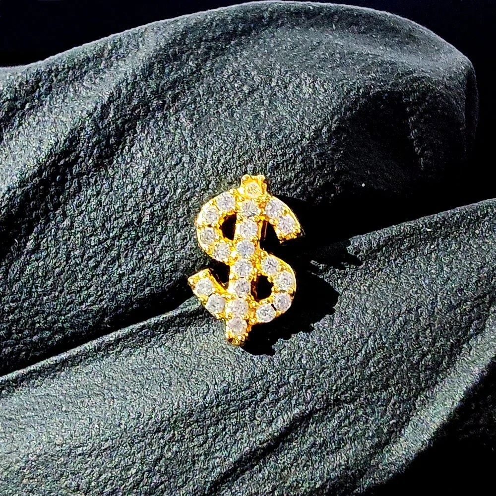 2024 Hip Hop Jewelry Iced Out 3A Zircon Dollar Sign High Quality Stud Modern Earrings Set For Women Drop Shipping