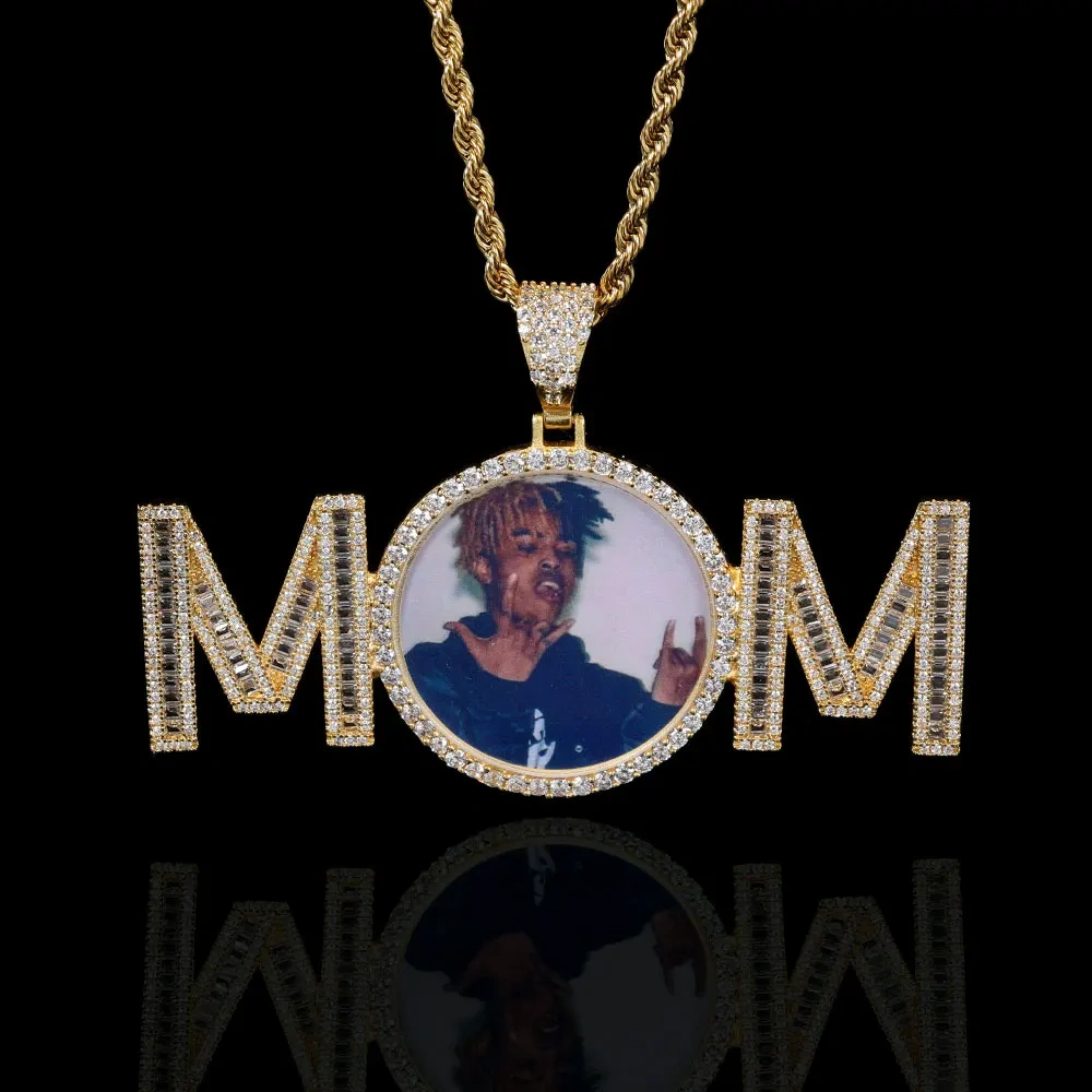 Iced Out Custom Memory Photo Necklace for Women Hip Hop Personalized Medallions Picture Best Gift for Mom Jewelry