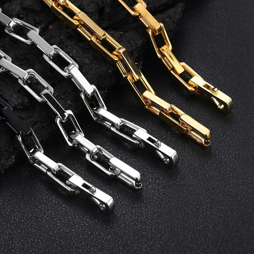 Popular Fashion Men's Stainless Steel Electroplated Jewelry Bracelet Custom Cool Square Cuban Chain Splicing Dazzling Bracelet
