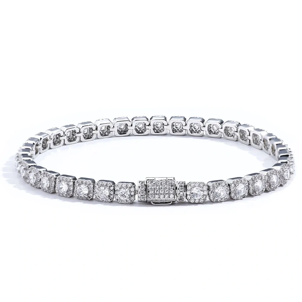 ESKEEM Fashion Jewelry 5mm Iced Tennis Bracelet White Gold Round Cut Diamond Inlaid 5A Zircon Women's Bracelet ﻿ ﻿