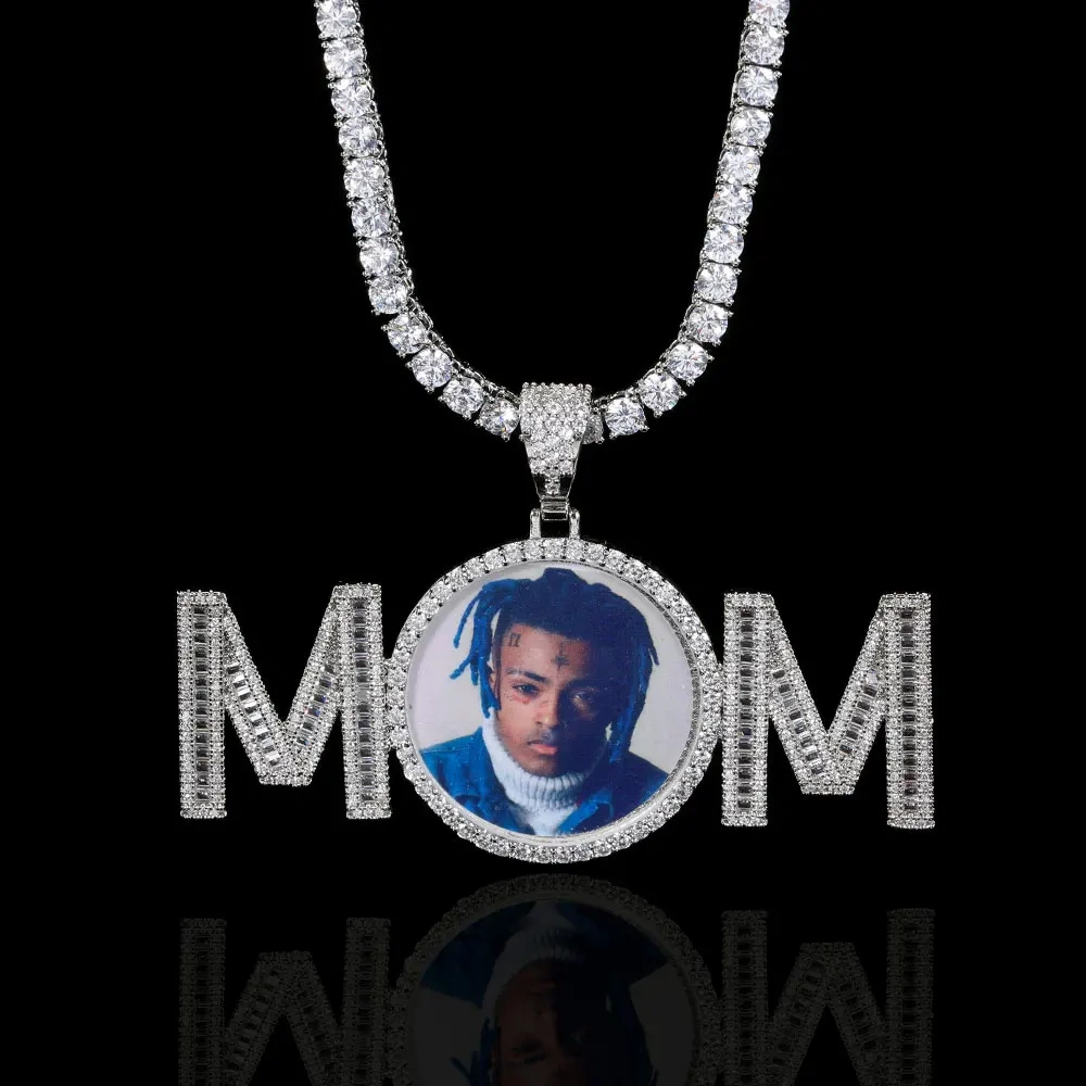 Iced Out Custom Memory Photo Necklace for Women Hip Hop Personalized Medallions Picture Best Gift for Mom Jewelry