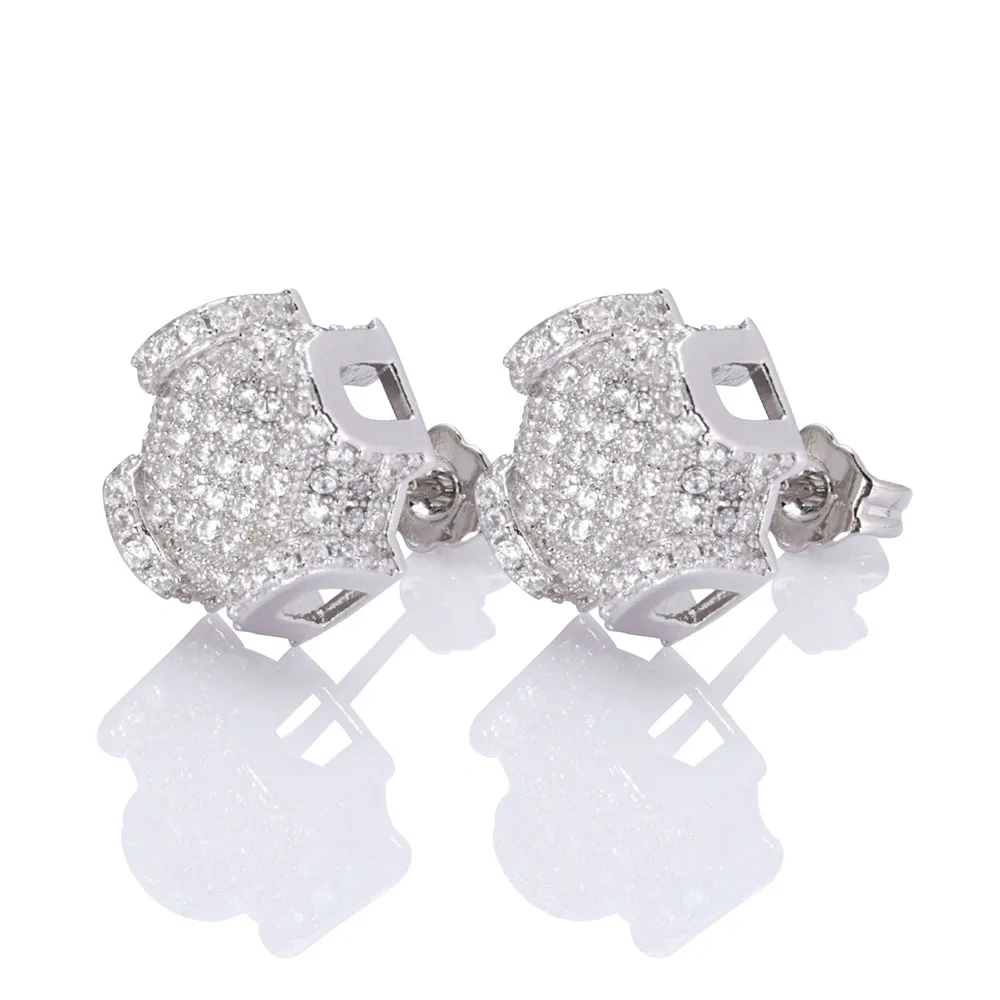 Hip Hop Style Iced Out Needle Ear Studs Brass Micro Pave Shiny Zircon Studs Women Jewelry Christmas gifts