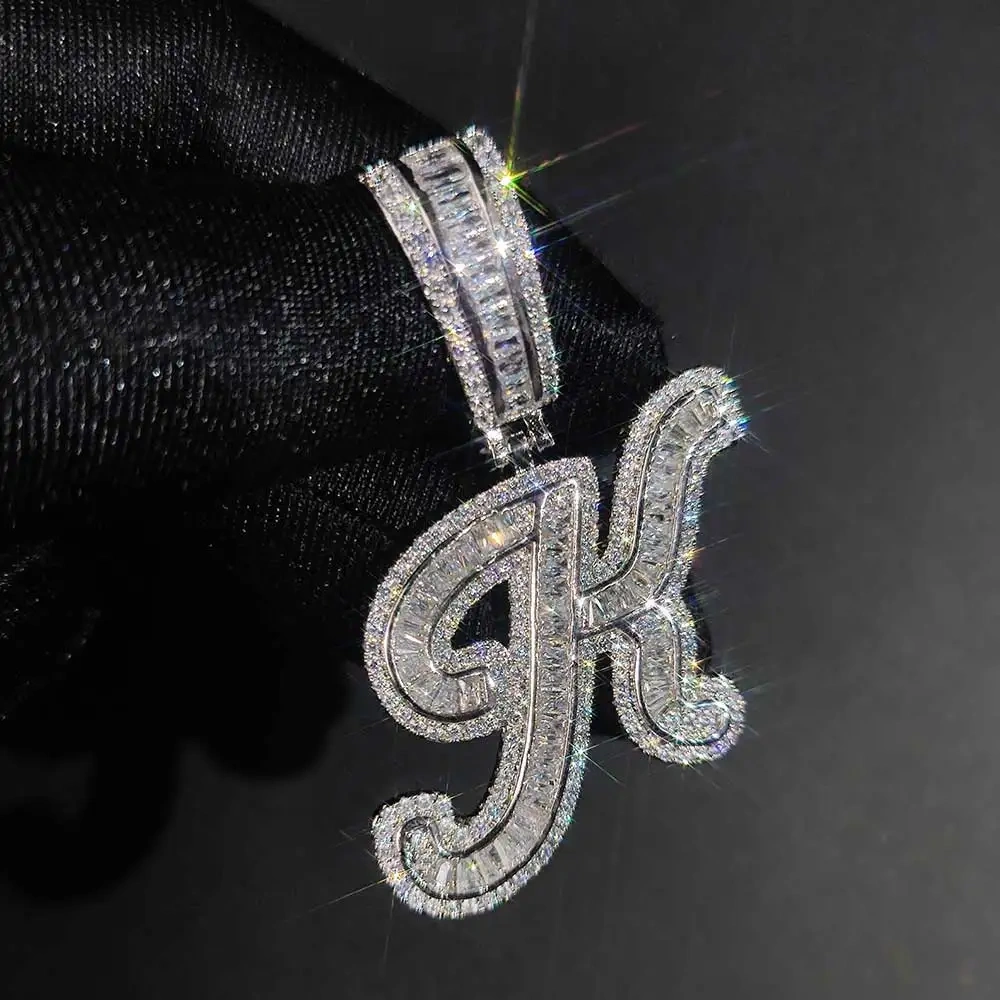 ESKEEM Iced Out Letter Initial Capitalizes Necklace Bling Jewelry Custom Name Pendant Hip Hop Jewelry