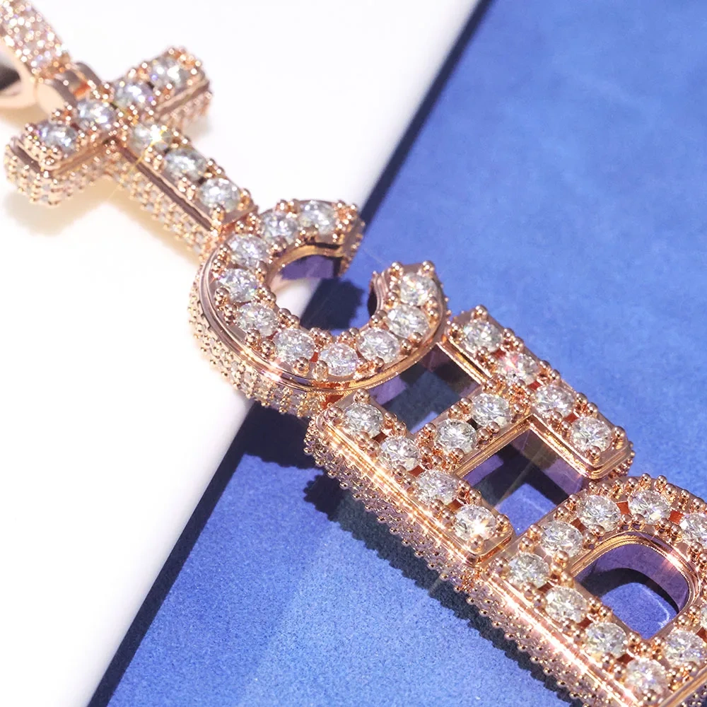Special Design Brass VVS Diamond Charm Pass Diamond Tester Hip Hop Jewelry Iced Out Moissanite Initial Letters Pendant