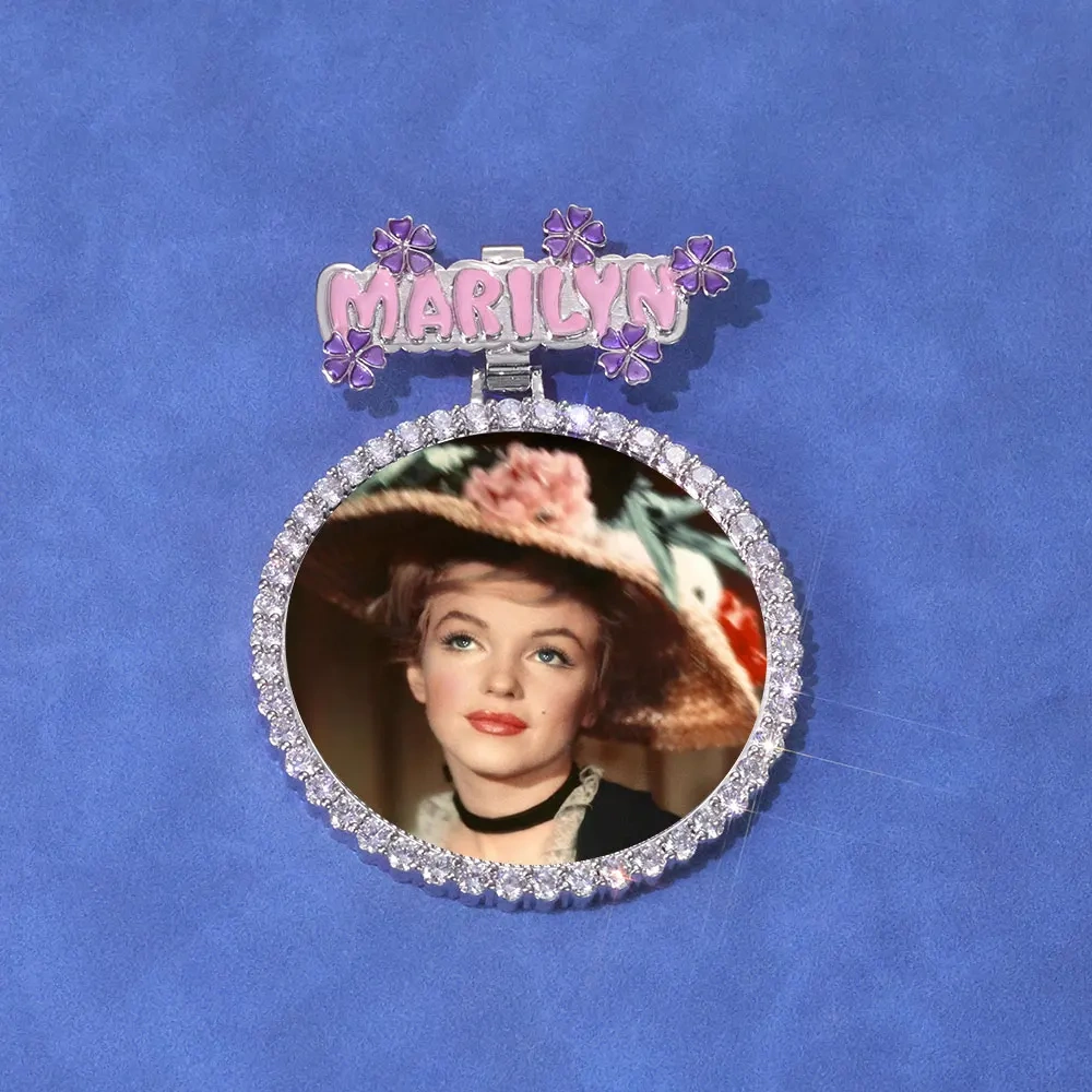 ESKEEM Unisex Gold Plated Big Size Photo Pendant Iced Out Jewelry Diamond Personalized Custom Name Hook Hip Hop Photo Pendant