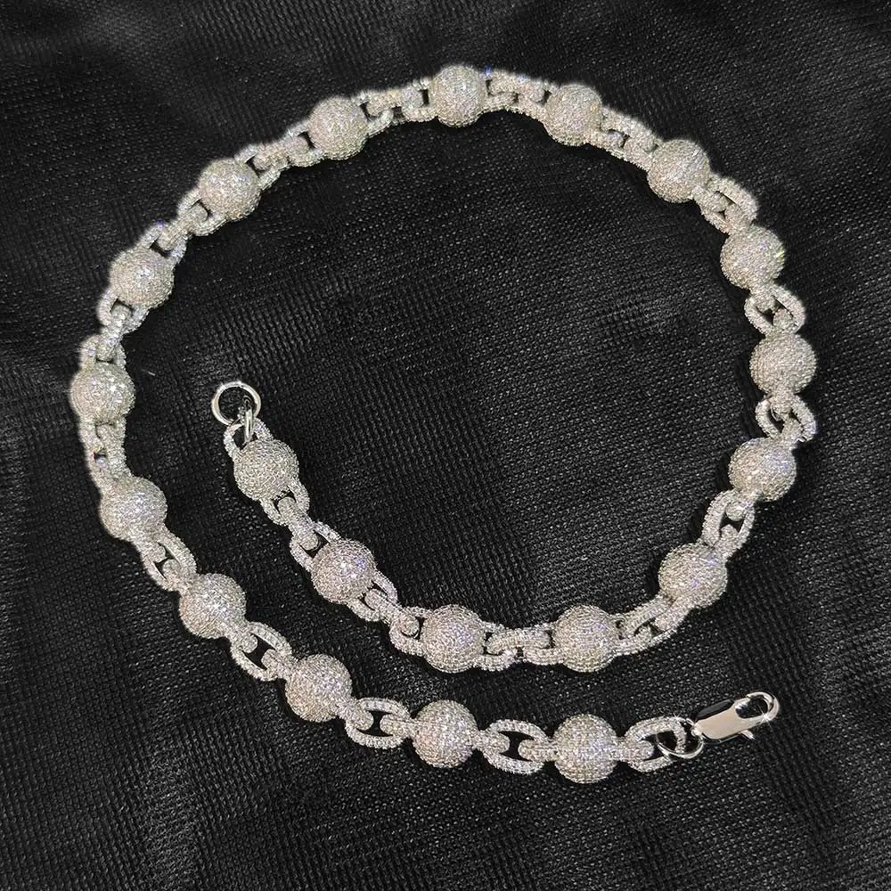 Hip Hop Jewelry 10.5MM Necklace Chain For Women Accessories Iced Out Chain Micro Pave Cz Jewelry Big Round Bead Choker