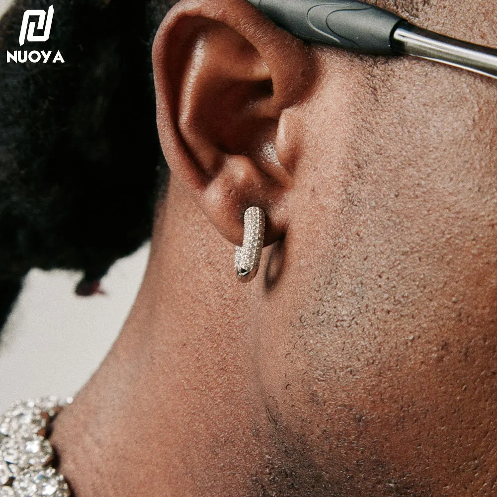 Dropshipping Luxury Hip Hop Iced Out Cubic Zirconia Cz Studs Hoop Earrings For Women Christmas Gift Jewelry