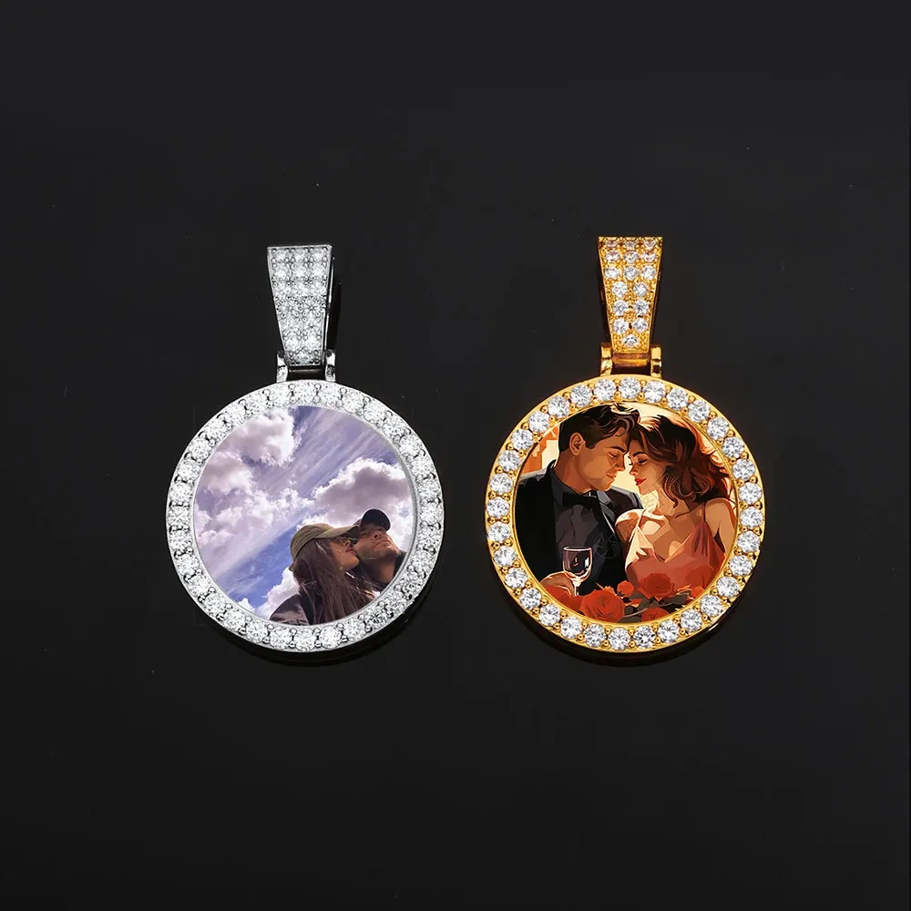 26MM Mini Size Custom Photo Necklace for Woemen Personalized Medallions Picture Pendant Zircon Hip Hop Custom Jewelry