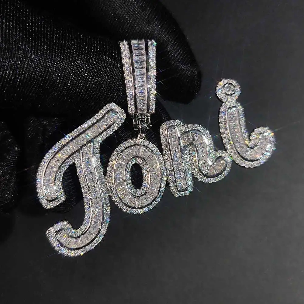 ESKEEM Iced Out Letter Initial Capitalizes Necklace Bling Jewelry Custom Name Pendant Hip Hop Jewelry