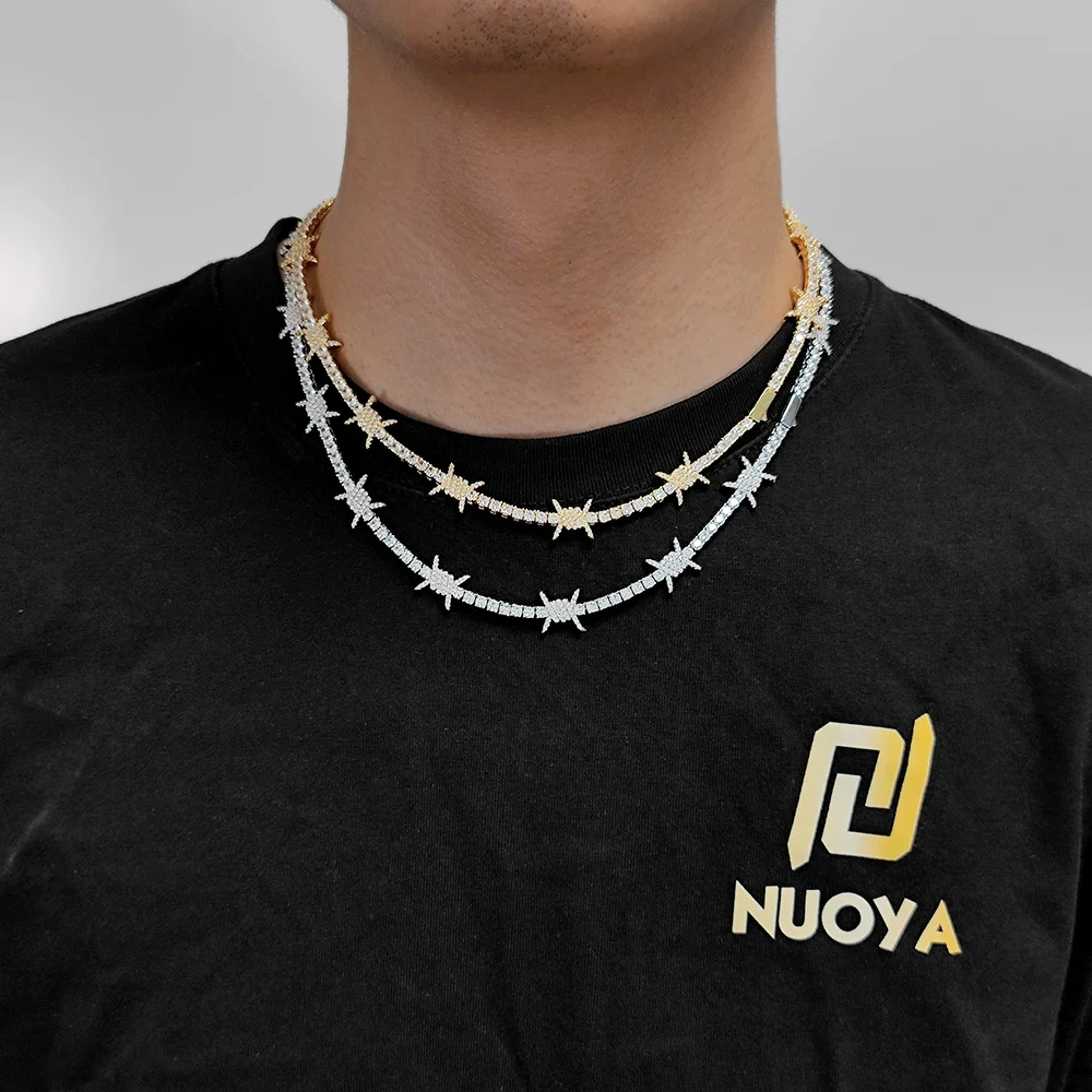 Hip Hop Spring Buckle Thorn Tennis Chain Jewelry High Quality Iced Out Zircon Tennis Chain Necklace For Girl Drop Shipping