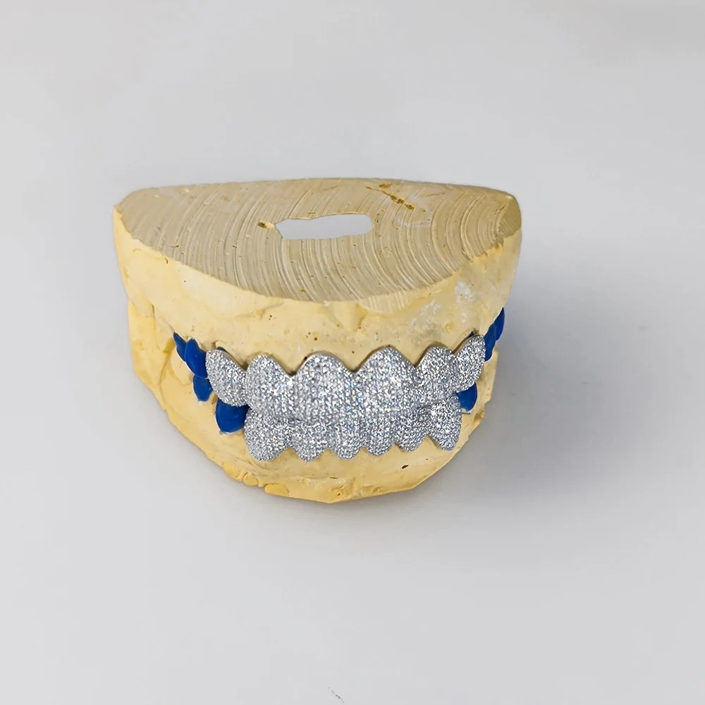 Custom Made Personalized VVS Moissanite Diamond Mens Hip Hop lced Out 925 Silver Sterling Grillz Teeth Decoration