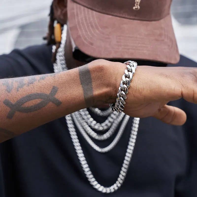 Fashion Jewelry Bling Stone Stainless Steel Hip Hop Cuban Link Chain Necklace Drop Shipping Items For Women