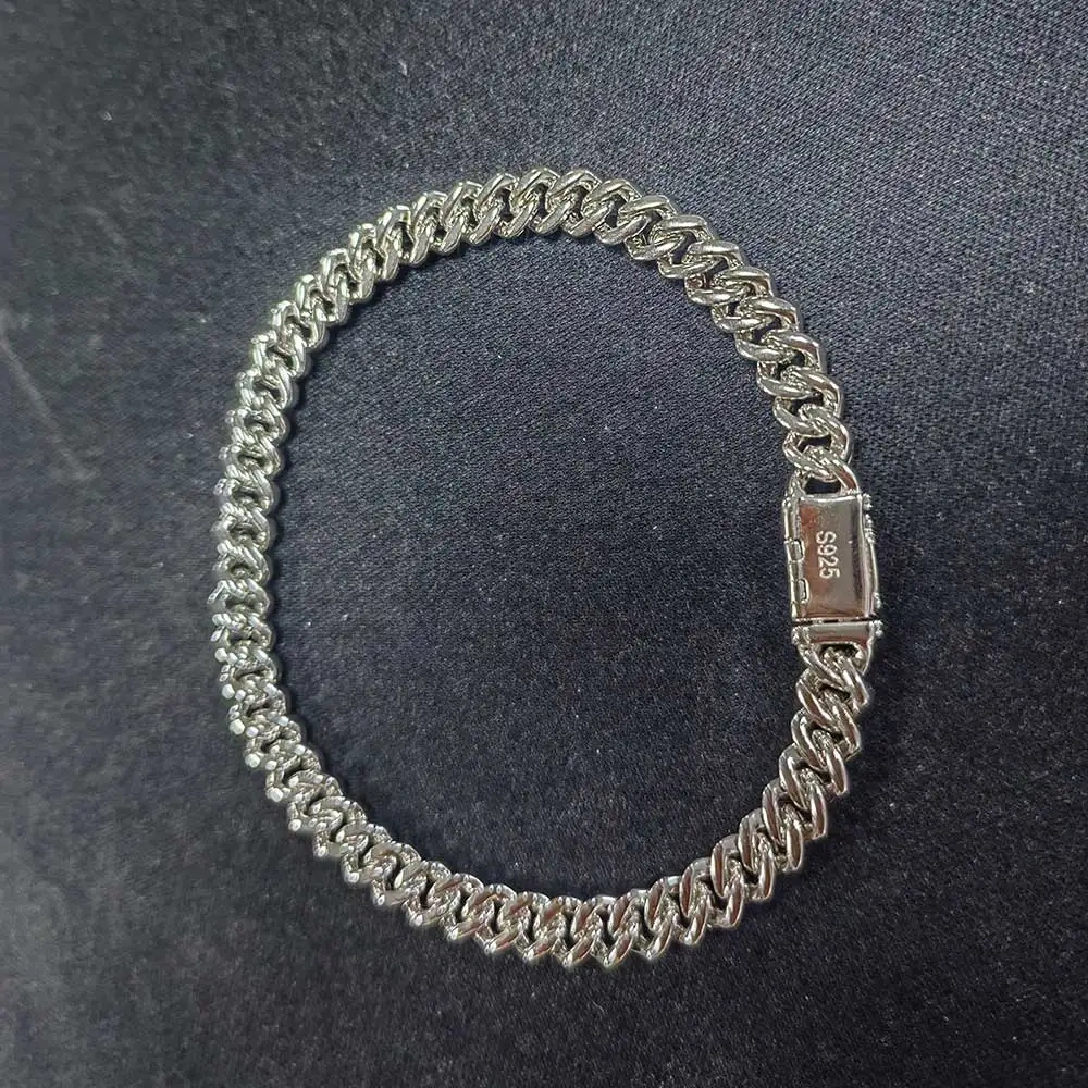 6mm Pass Diamond Test Moissanite Cuban Link Chain 925 Sterling Silver VVS Diamond Iced Out Women Single Rows Thin Necklace