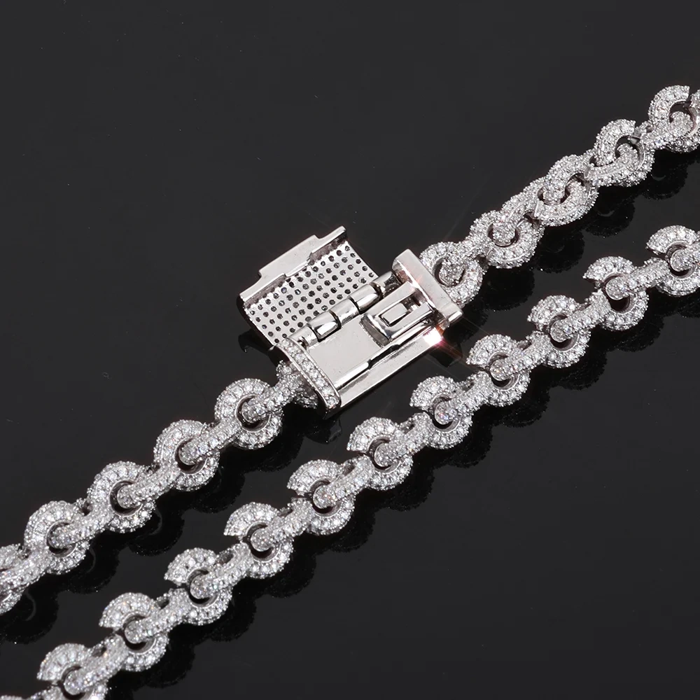 ESEEM Custom Pass Diamond test Moissanite 8mm Infinity Link Chain White Gold Plated 925 Silver Men Jewelry Cuban Necklace