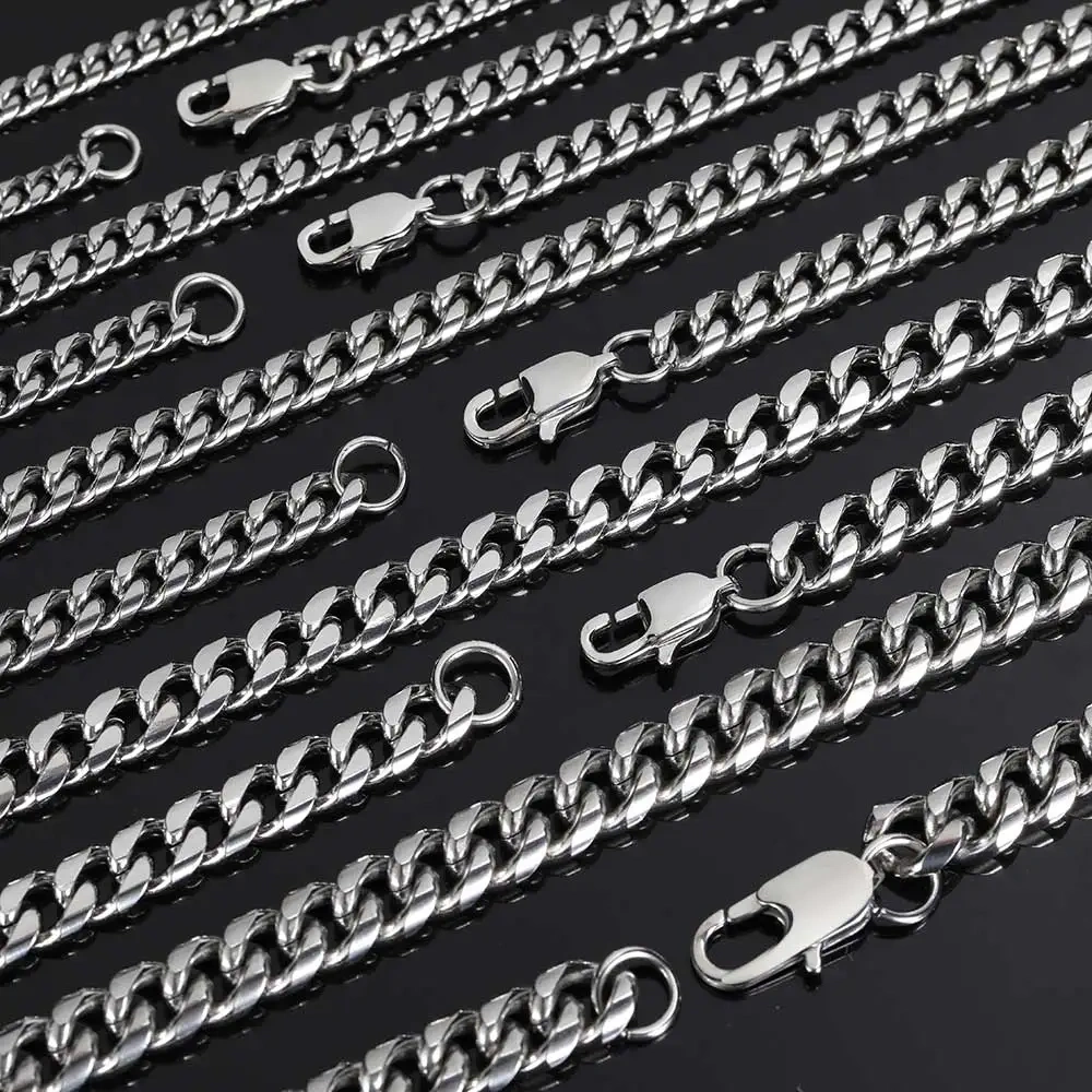 Wholesale 4/5/6/7/8MM Stainless Steel Cuban Link Chain Fashion Gold Plated Cuban Necklace Hip Hop Jewelry Men Women