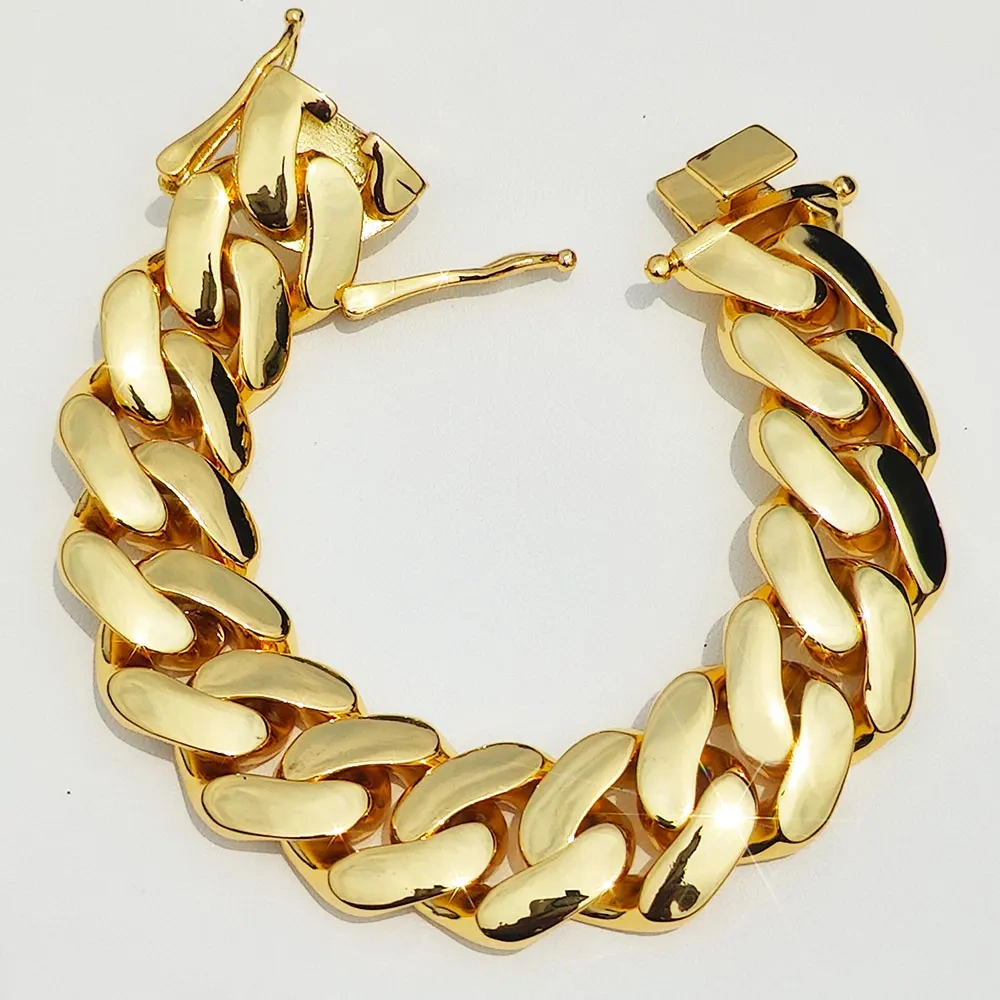 22mm Wide Hip Hop Bling Gold Plated Round Heavy Miami Cuban Link Chain Chunky Necklaces for Men Jewelry Drop Shipping