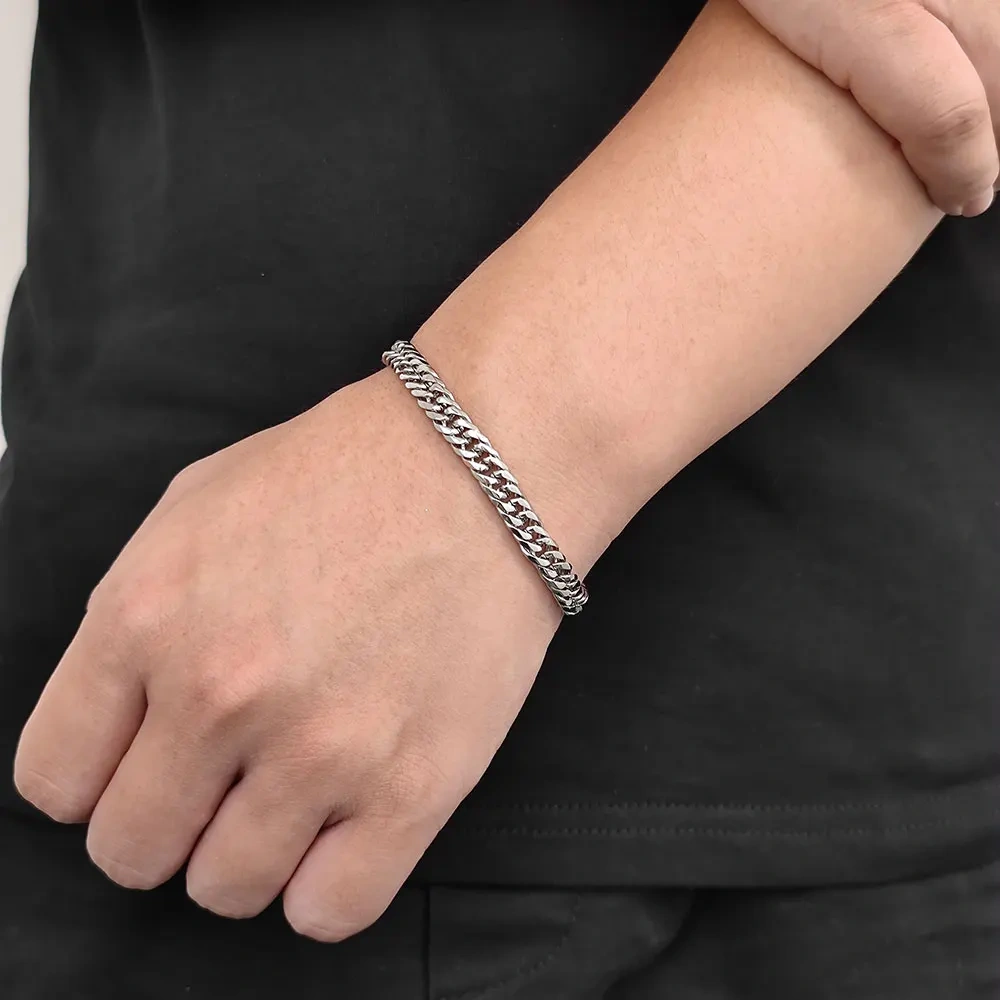 ESKEEM New Style Hip Hop Fashion Jewelry Miami Cuban Link Chain Stainless Steel Bracelet For Men Drop Shipping