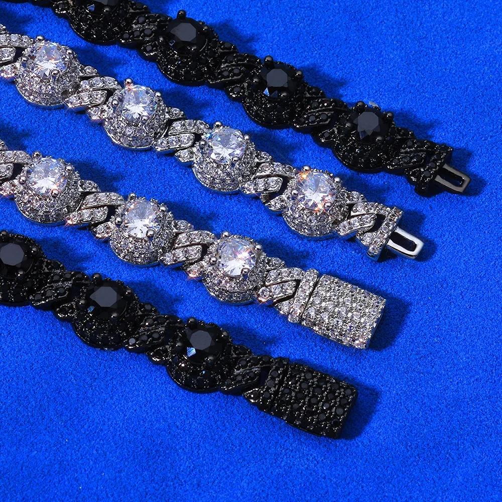 ESKEEM 7.5mm Full Iced Out Black Diamond Chain Necklace Hip Hop Jewelry Black Plating with Black CZ Women Choker Gift
