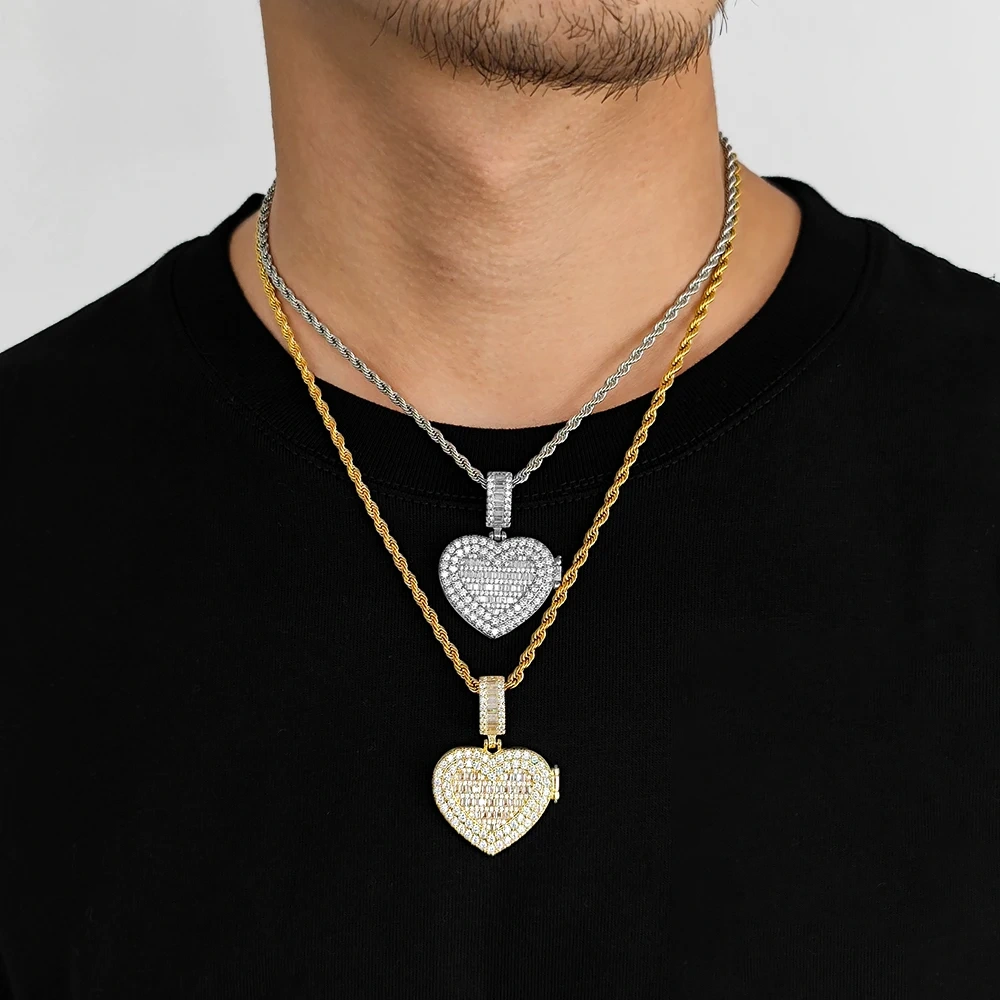 Custom Memory Photo Necklace for Men Jewelry Rotatable Double Side Personalized Medallions Picture Hip Hop Pendant