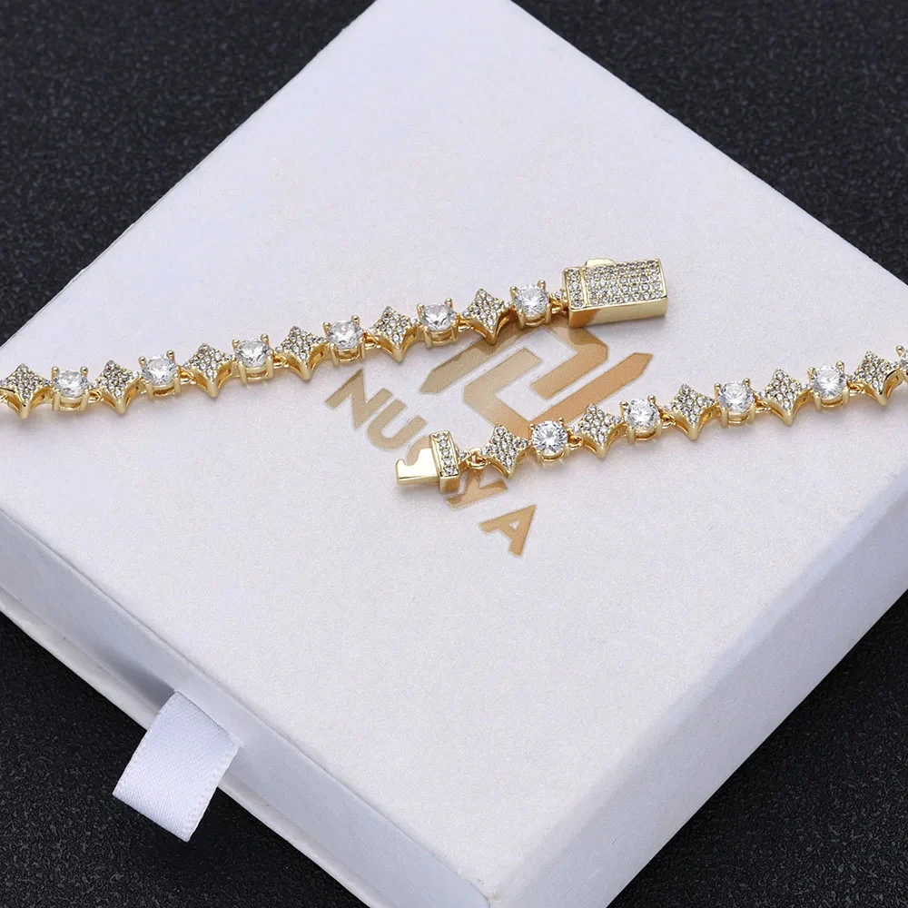 Beautiful Iced Out Round Cut Star Tennis Chain 5A CZ Diamond Necklace Hip Hop Jewelry Customized Best Gift For Women