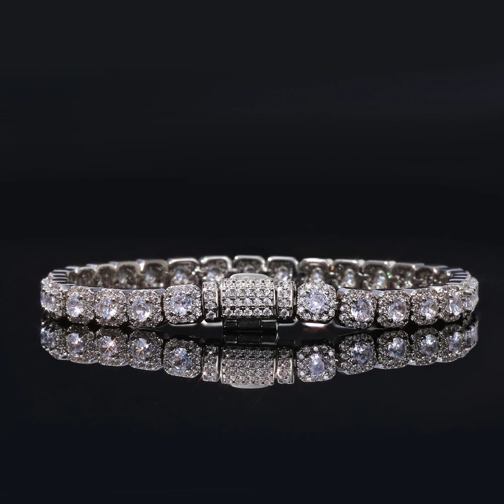 ESKEEM 5/7/10/12mm High Quality Clustered Tennis Chain Bracelet Hip Hop Jewelry Iced Out Diamond Tennis Necklace