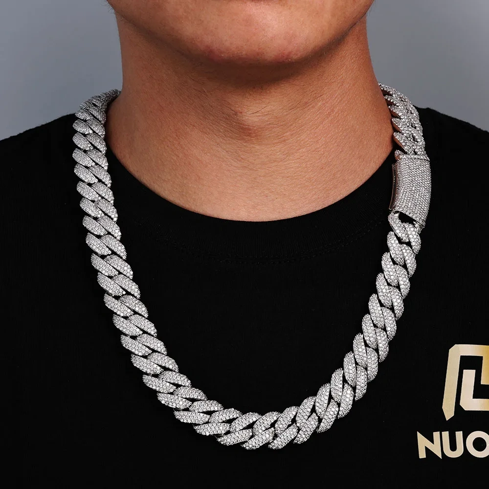 ESKEEM 18MM Iced Out Cubic CZ Cuban Chain 18k Gold Plated Bubble Cuban Link Necklace Hip Hop Jewelry Men Gift