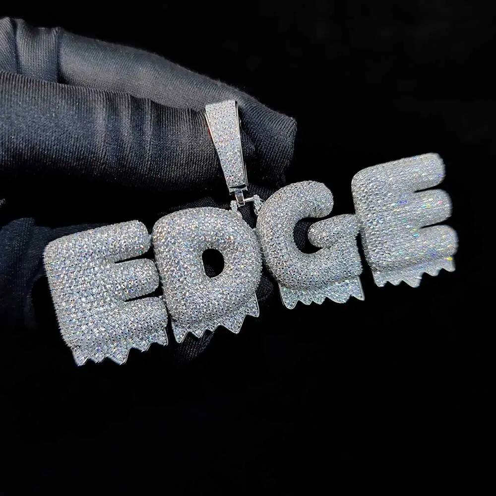 Hip Hop Rapper Rock Fashion Jewelry Full Pave Diamond Iced Out Custom Name Letter Pendant Necklace For Women