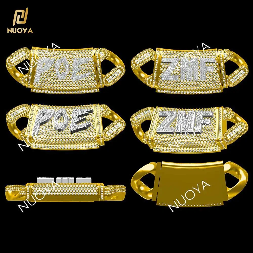ESKEEM Custom Letter Clasp 15/18/22/25/29mm Prong Cuban Link Chain Hip Hop Jewelry Rose Gold Plated Iced Out CZ Miami Necklace