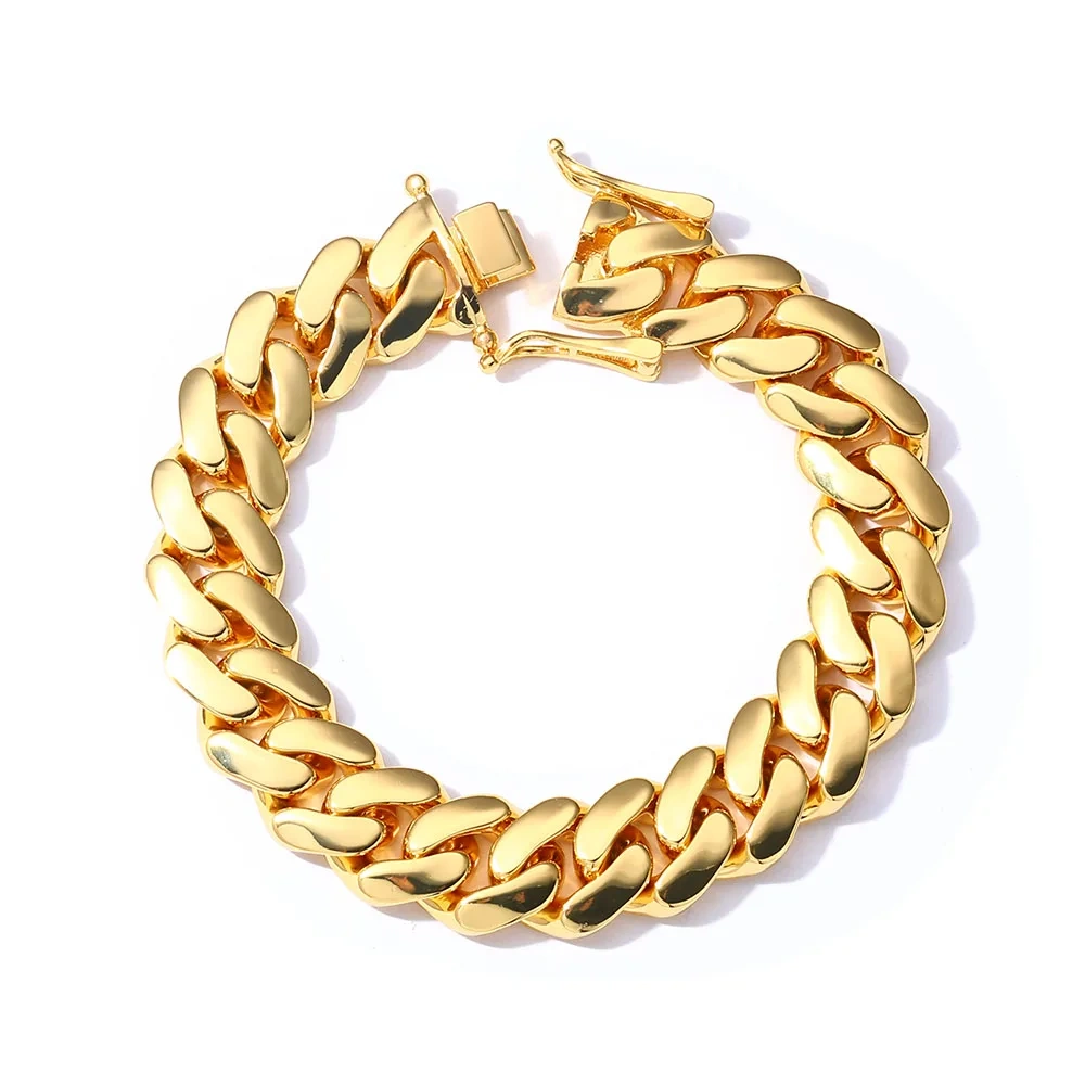 ESKEEM Hiphop Jewelry Cuban Link Chain for Men 12mm 18K Gold Plated Brass Filled Miami Cuban Chain Necklace for Men Multisize