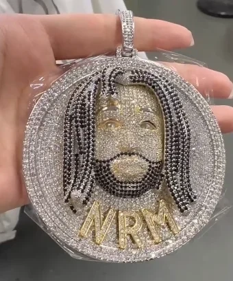 Hip Hop Iced Out Cz Big Letter Round Charm Bling Cubic Zircon Paved Pendant Necklace Women Men Jewelry With Rope Cuban Chain