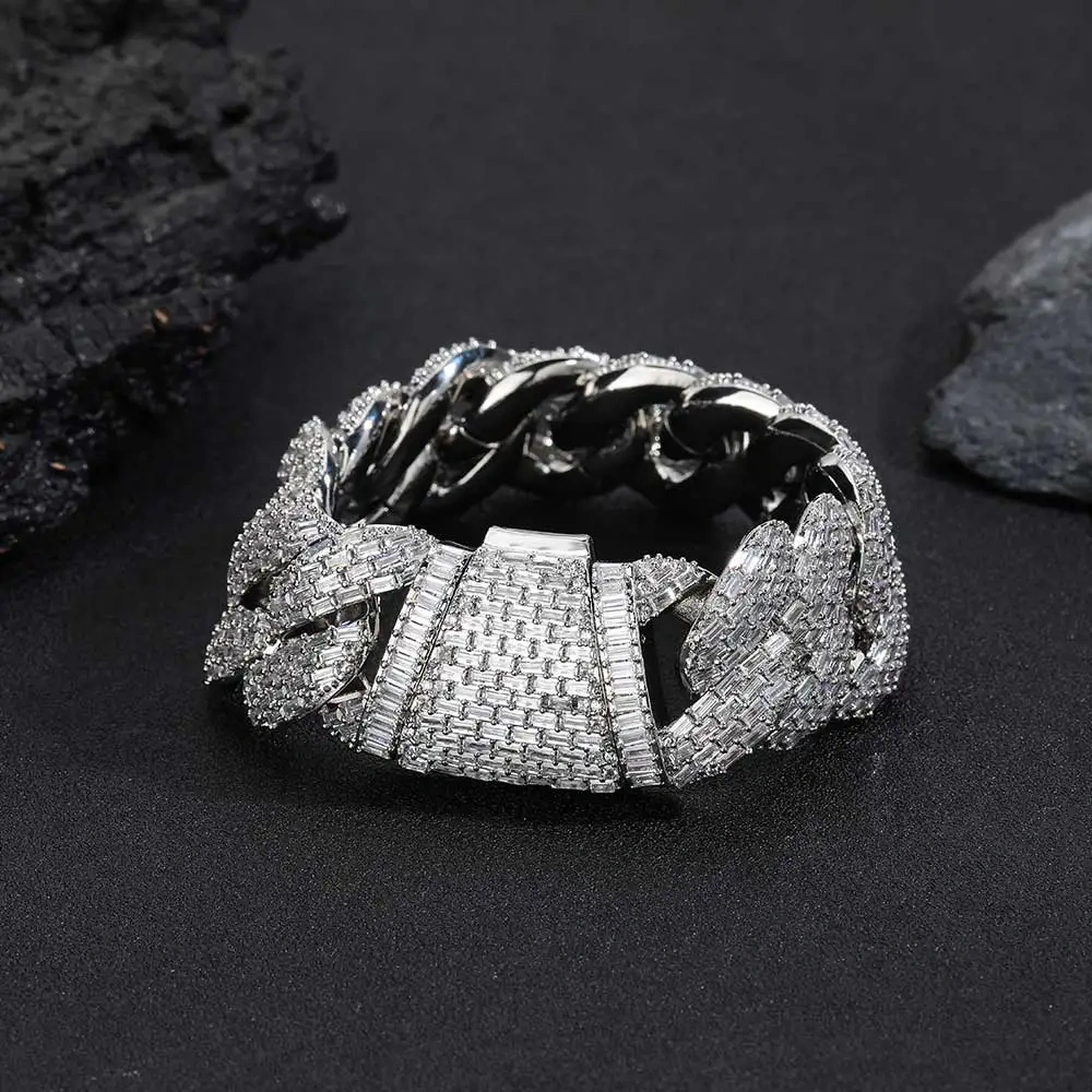 Hiphop Jewelry Big Heavy 24mm 4 Rows Rectangle CZ Cuban Link Chain Miami Full Iced Out Cuban Link Necklace 7-24" Men Gift
