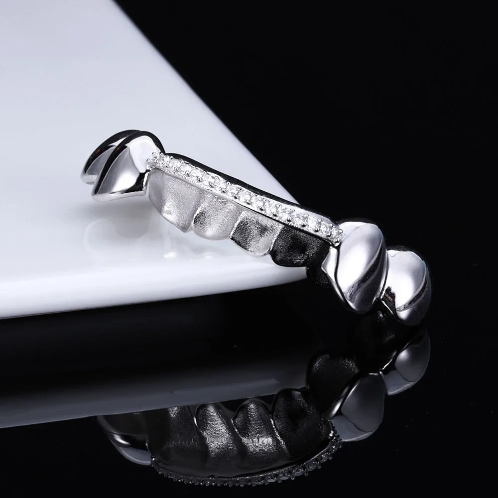 Custom Sterling Silver Grillz With VVS Center 1Row Diamond Tooth Grillz High Quality for Your Teeth Hip Hop Christmas Accessory