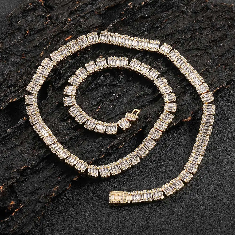 Hot style 8mm Luxury Rock Sugar Tennis Chain Miami Cuban Chain for Men Hip Hop Necklace