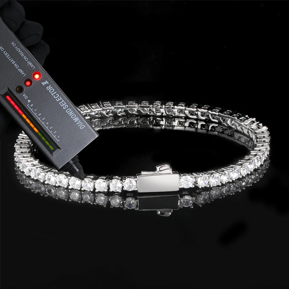 3mm 4mm 5mm Iced Out VVS Moissanite Diamond Tennis Chain 925 Sterling Silver Customized Fine Jewelry Wholesale Prices