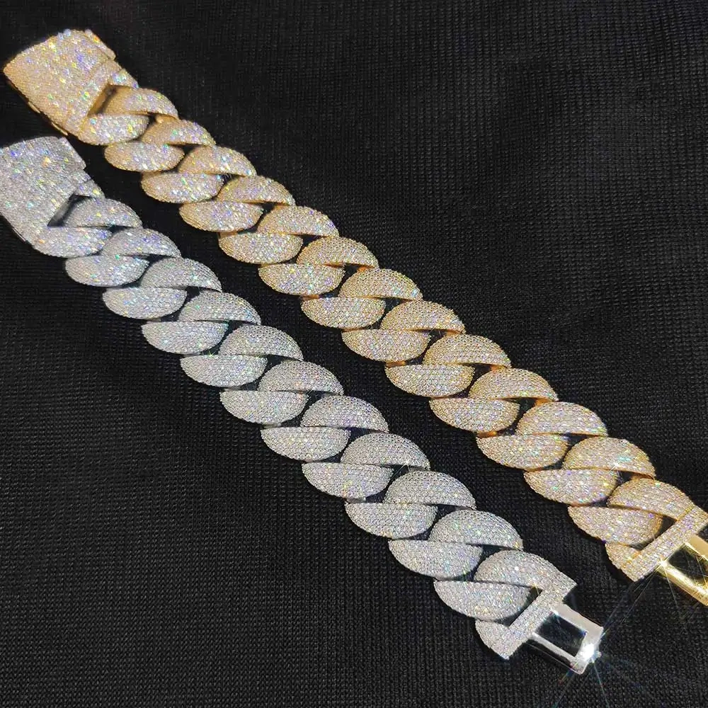 Hip Hop Rock Exaggerated 22mm Chunky Cuban Link Men Choker Jewelry Iced Out Full Cuban Link Chain Bracelet For Men