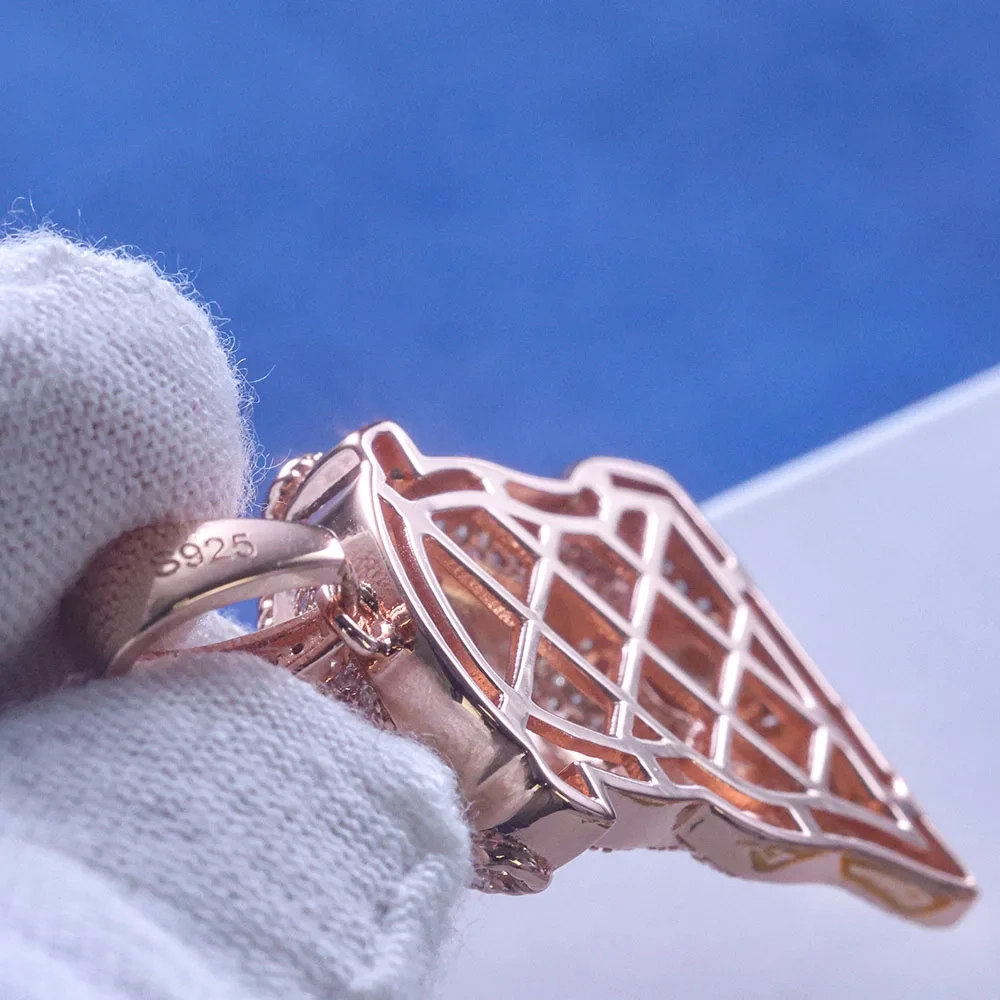ESKEEM Hip Hop Jewelry Moissanite Charm Pendant Pass Diamond test 925 Silver Rose Gold Plated Small Jesus Head Pendant Necklace