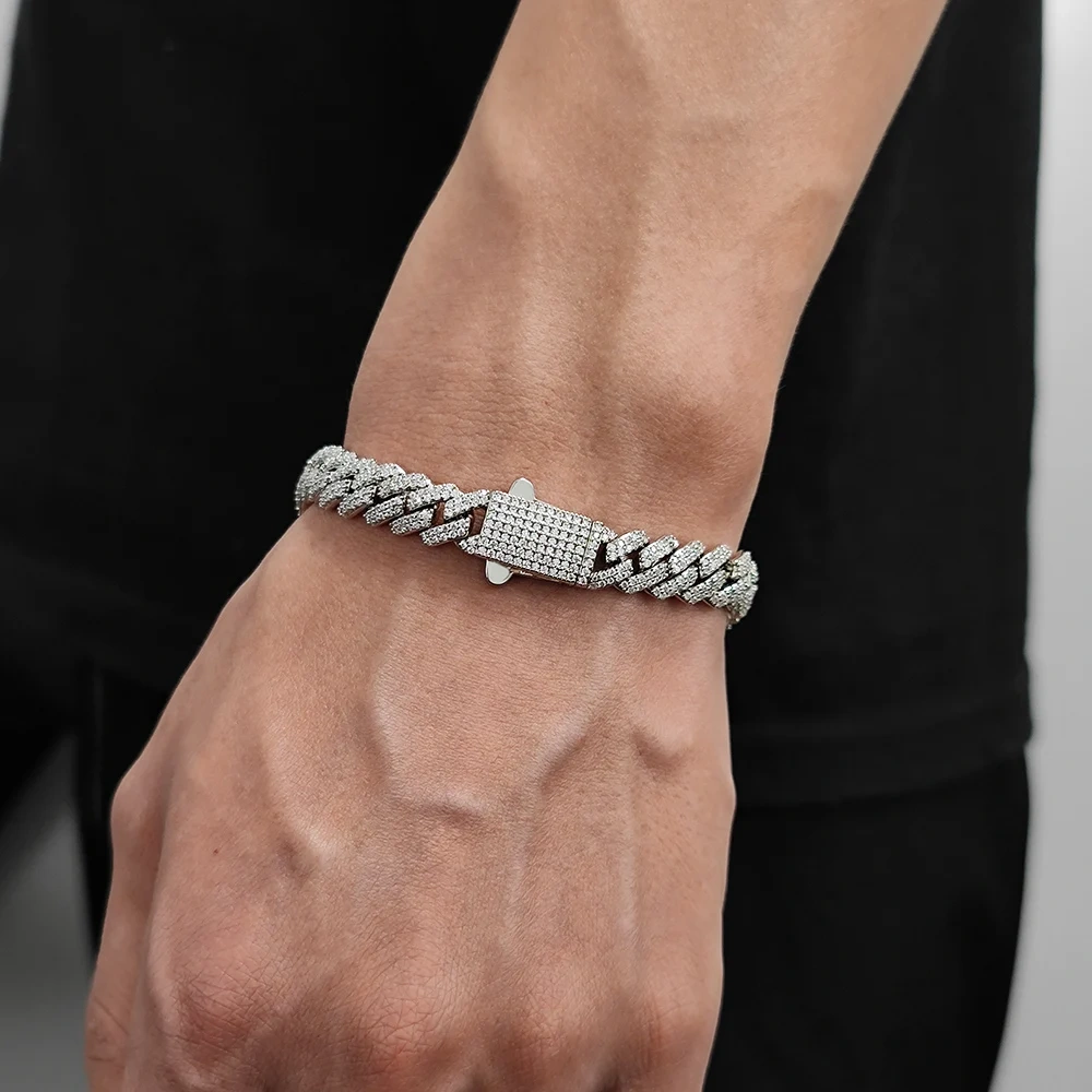 8mm Width Hip Hop Cubic Zircon CZ Iced Out 2 Rows Cuban Link Chain Necklace For Women Jewelry Birthday Gift Drop Shipping