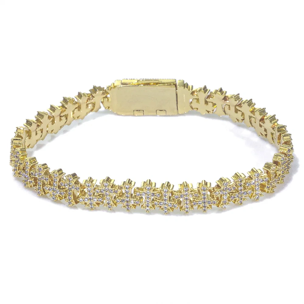ESKEEM 8MM Iced Out Cross Chain Hip Hop Bling Cubic Zirconia Cuban Link Necklace Jewelry for Men and Women Gift Drop Shipping