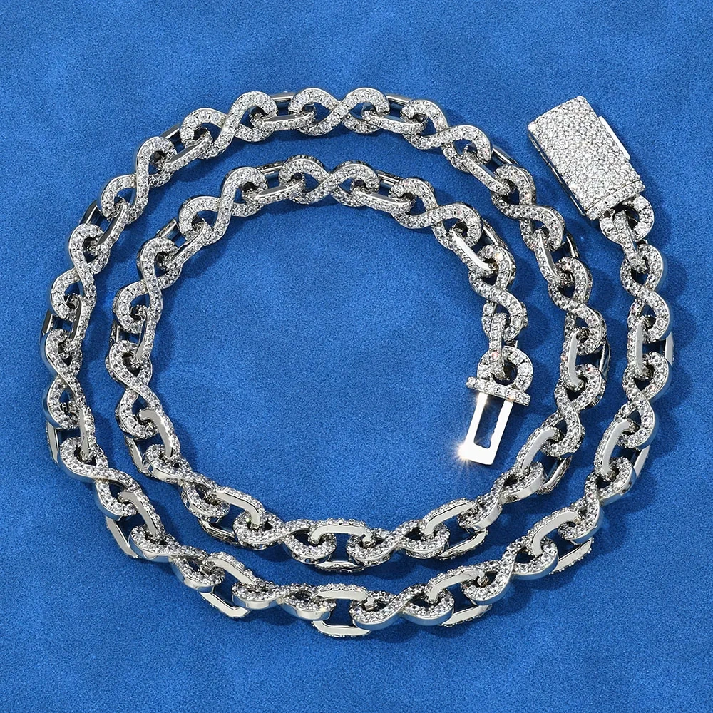 Fine Jewelry 6mm Infinity Necklace Women Bling Iced Out 8-character Cuban link Chain Hip hop Party Gift For Her ﻿