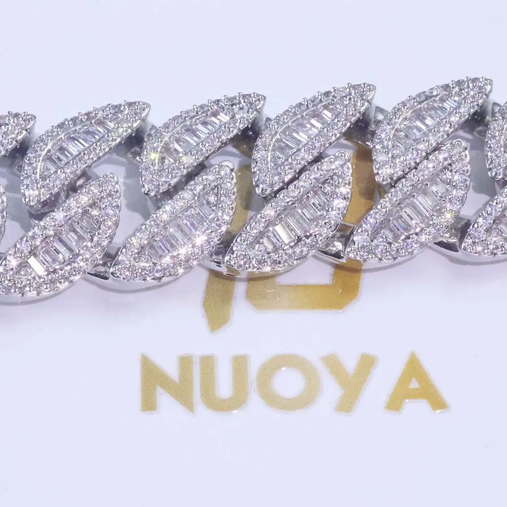 Fine Style 20mm 3 Row 925 Solid Silver Heavy Moissanite Necklace Iced Out Hip Hop Jewelry VVS Best Quality Cuban Link Chain