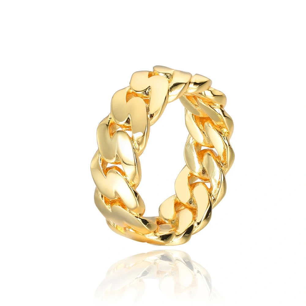 Hip Hop Rapper 8mm Luxury High Quality Plated Cuban Ring For Women Fashion Jewelry Drop Shipping