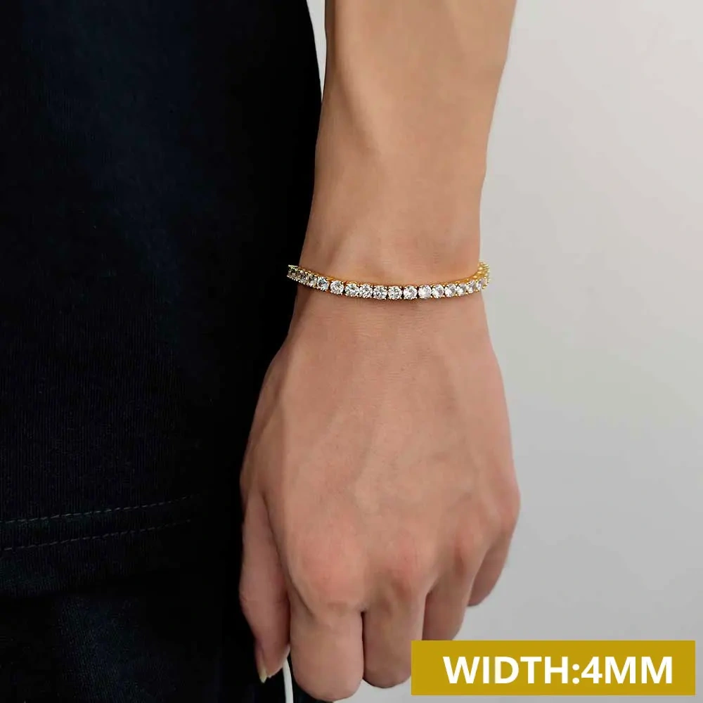 Hip Hop Bling Iced Out 3mm 4mm 5mm One Row Shine Cubic Zirconia Women Men Tennis Chain Bracelet Drop Shipping Free Laser Logo ﻿