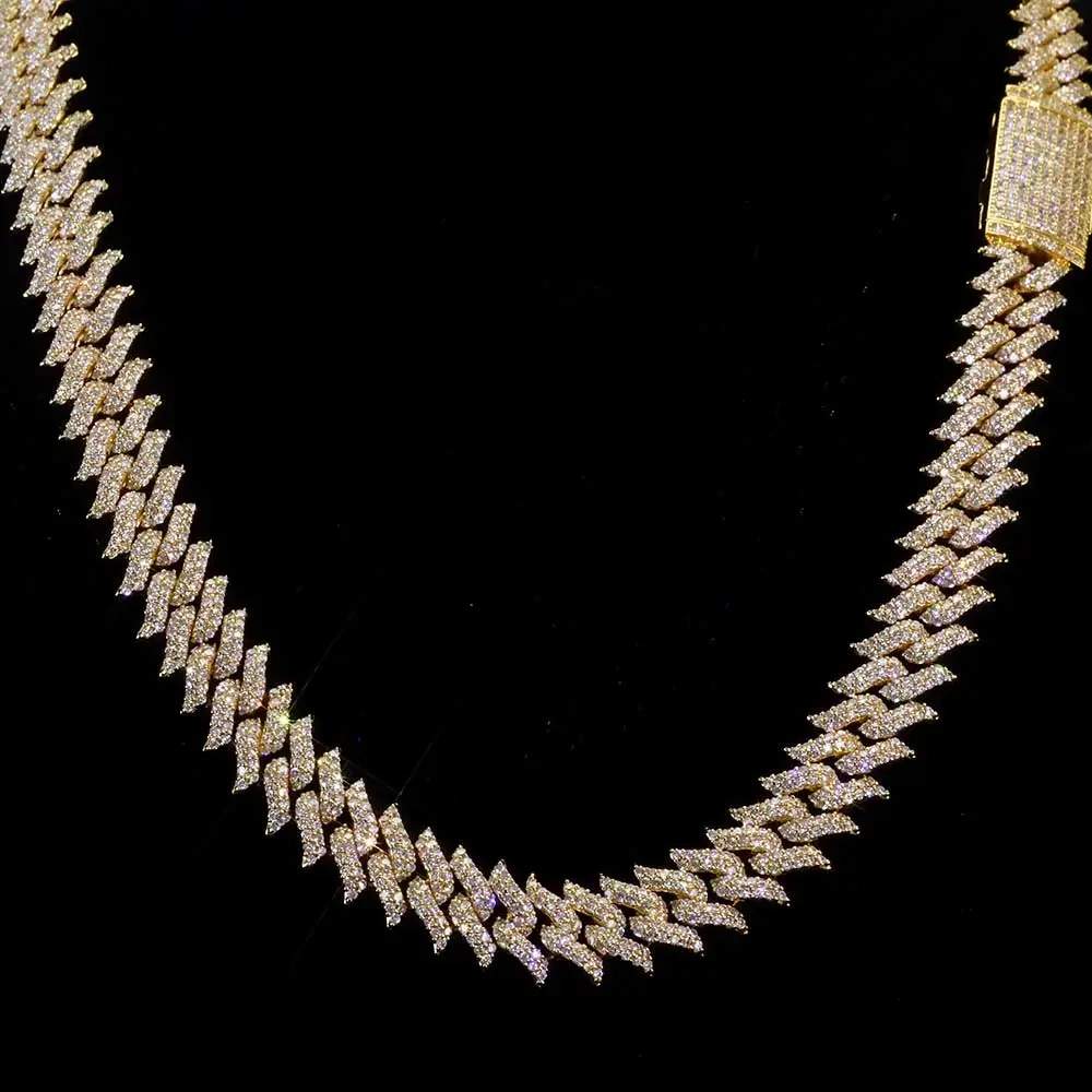 New Design Spiked Thorn Iced Out Bracelet Bling Full Pave Zircon Miami Cuba Link Chains Hip Hop Style Necklace