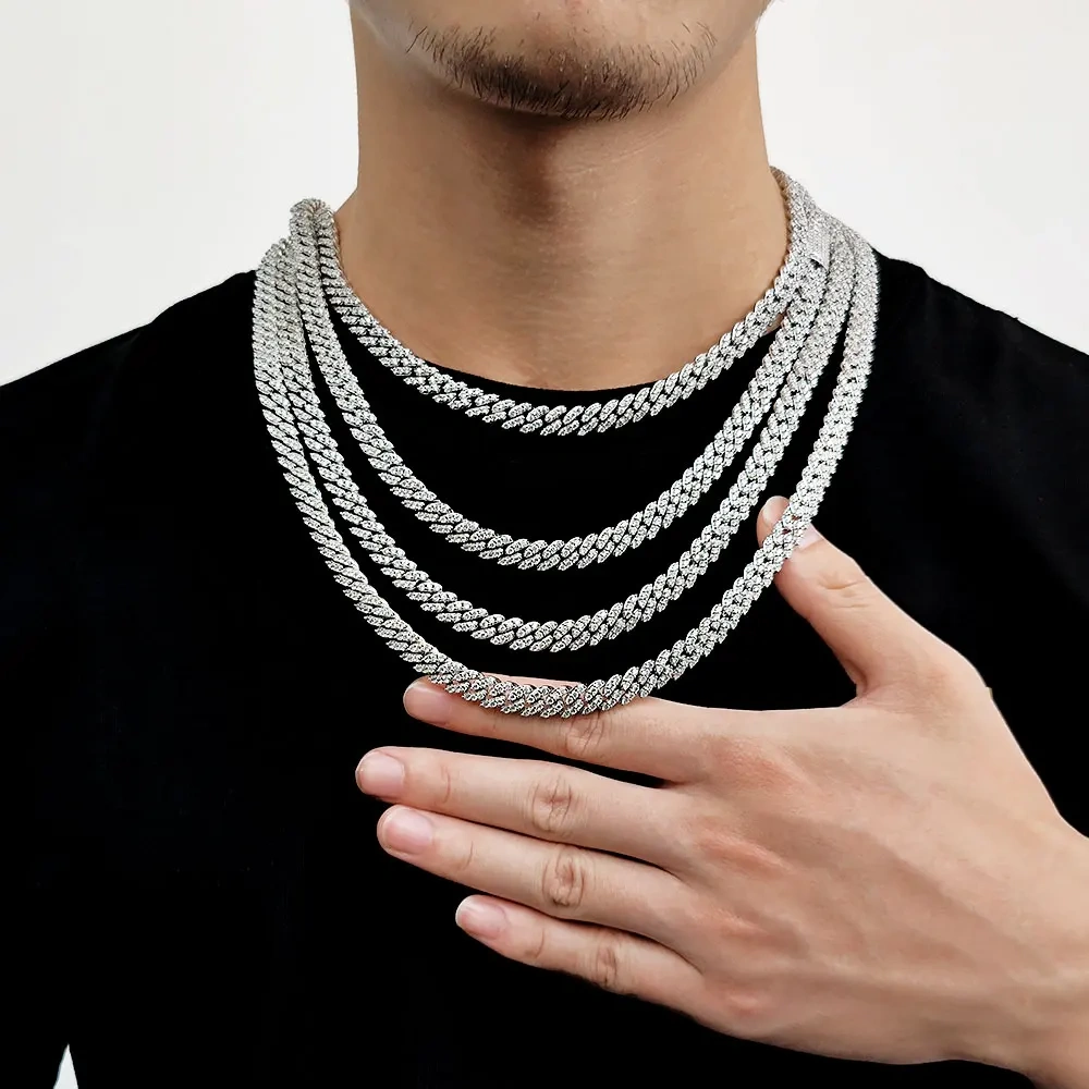 8MM 1 Row 2 Rows Iced Out CZ Cuban Necklace Bling Cubic Zirconia Brass Necklace Miami Cuban Link Chain Hip Hop Jewelry Gifts
