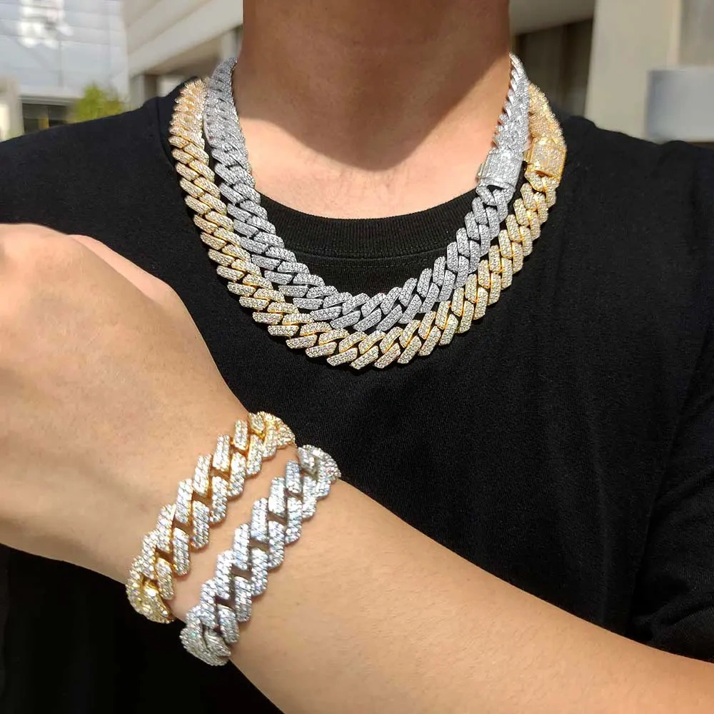15mm Zircon Prong Cuban Link Chain Women Choker Cubic Zircon Luxury Bling CZ Iced Out Necklace Hiphop Men Jewelry