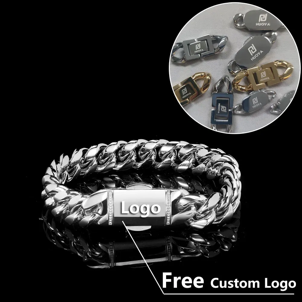 12mm Hip Hop Plated Fashion Stainless Steel  Luxury Cuban Jewelry Bracelets For Men Bling Clasp Pvd Waterproof Jewelry