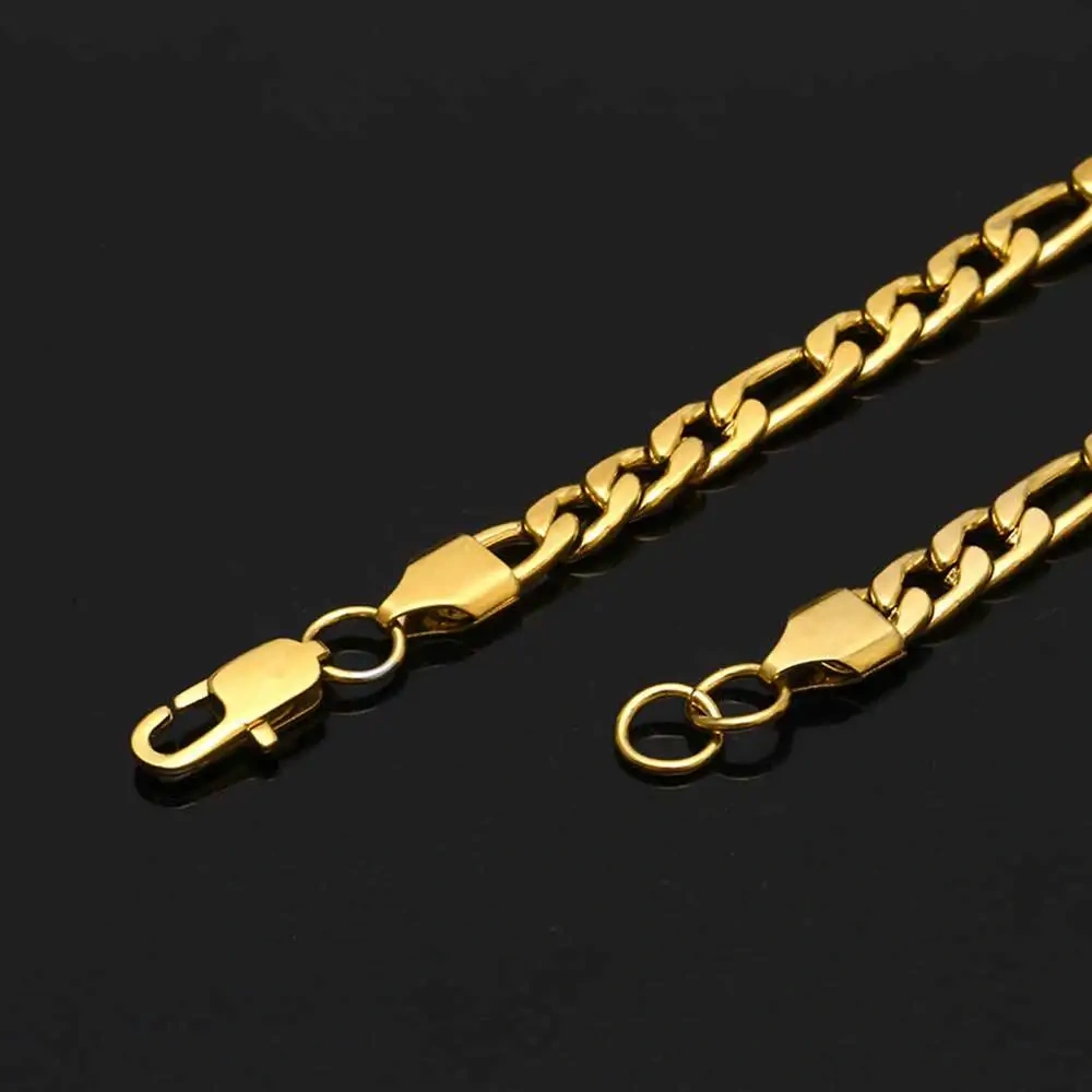 Hip Hop Fashion Wholesale 3/5mm Cuban Link Necklace Jewelry Stainless Steel Figaro Chain Men Drop shipping