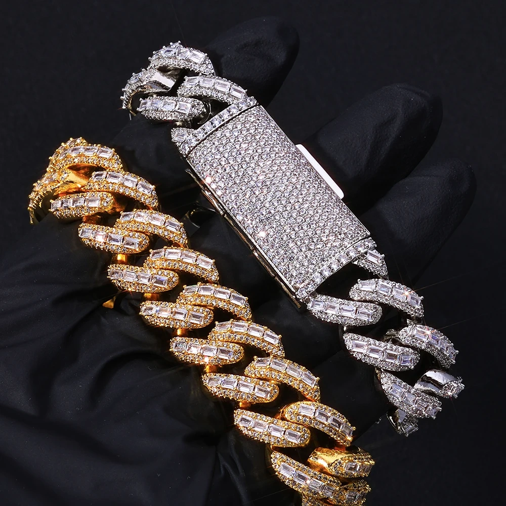 ESKEEM Hip Hop Jewelry 18mm Brass AAAAA CZ Diamond Necklace Luxury 3Row Iced Out Heavy Cuban Link Chain for Men